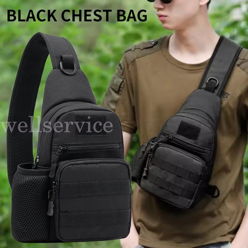 Men black chest bag - chest,