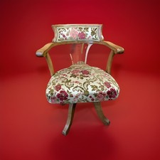 Swivel Chair Oak Antique Tapestry Upholstery Victorian Requires   Balancing