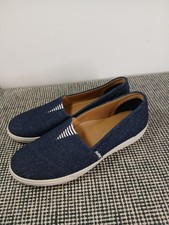 Hotter Laurel Womens Denim Blue Shoes Size UK 4 EU 37 Slip On Flats Blue White