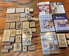 Job Lot Christmas Crafts  Rubber Stamps & 5 CD ROM for  Card Making Scrapbooking