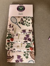 The Championships Wimbledon Set of 4 Napkins NEW - Official Tennis Merchandise