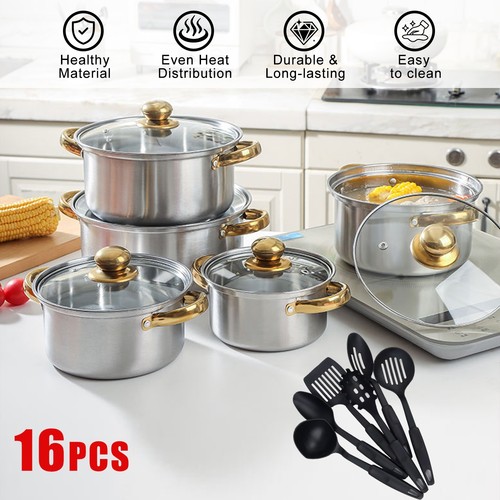 16pcs stainless steel pots - stainless,
