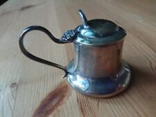 Beautiful Vintage Silver Plated EPNS Mustard Pot With Hinged Lid & Glass Liner 