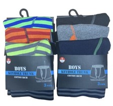 3 PACK BOYS TRUNKS Striped/Plain Stretch Boxer Shorts Briefs underwear 6-13 year