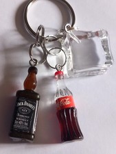 Novelty 3D Jack Daniel And Coke Bottle With Ice Cube Keyring