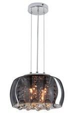 Modern Crystal Droplet Ceiling Pendant Light Smoked Grey Glass Chandelier H3010