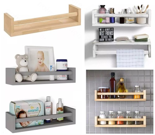 Wooden wall mounted spice rack - mounted,