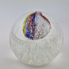 20th Century Art Glass Paperweight With Colourful Sphere 1.052kg