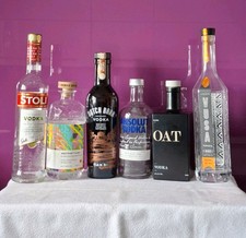 6 Empty Assorted Vodka Bottles