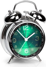 Loud Alarm Clock for Heavy Sleepers Retro Twin Bell Quartz Clock with Light.