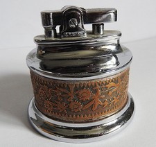 ROLSTAR VINTAGE TABLE LIGHTER METAL FLORAL WRAP DESIGN