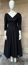 Vintage 1980s Laura Ashley Dress Size UK 14 Black + petticoat Romantic Goth