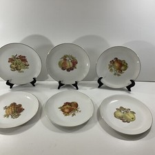 MYOTT ENGLAND IRONSTONE DECORATIVE PLATES , FRUITS PATTERN - DISC PLATES HANGER