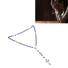 _Rosary Necklace Blue Matte