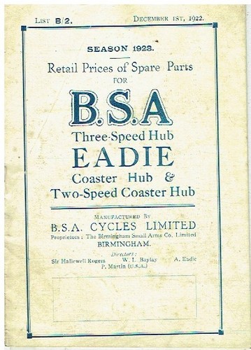Bsa speed hub eadie - bsa, 3-speed