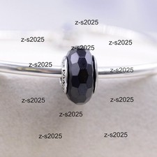 Pandora Black Faceted Murano Glass Charm Bead Sterling Silver