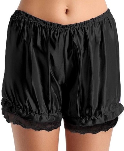 Womens black silky feel shorts - black,