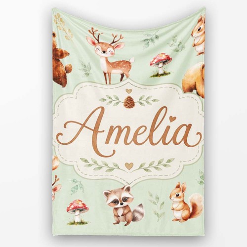 Soft fleece blanket woodland - fleece,