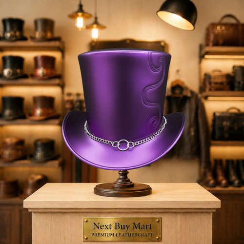 Purple leather top hat - hat, |