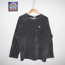 Adidas Fleece Pullover Mens L Grey Heavy Towel Material Outdoors Vintage 90s