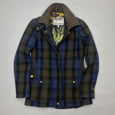 Joules Women's Fieldcoat Jacket Tartan Tweed Wool Country  Xxs Uk 6 Us 2