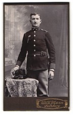 Photograph Wilh. Mann, Salzburg, K.U.K. Soldier in uniform PJI with shako and B 