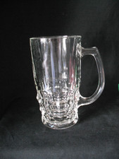Vintage Jacobean Reg'd Clear Glass Slimline Half Pint Glass Tankard -