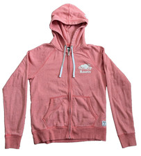 Roots Canada full zip hoodie cotton blend speckled salmon - good. con. - medium
