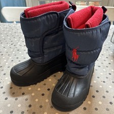 Ralph Lauren Polo Hamilton II EZ Kids Snow Boots UK Size 1 (32) Navy/Red VGC