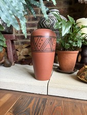 Vintage Geometric Terracotta Bay Keramik West German Vase 750-25 Mid Century