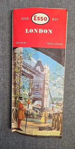 Vintage antique esso road map - road,