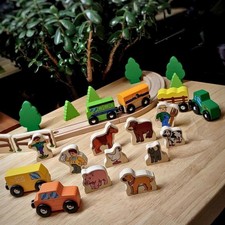 Wooden Farm Train Set with