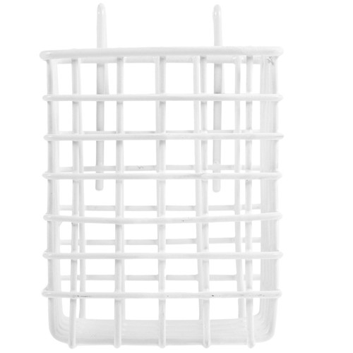 White iron cage hanging feeder - white,