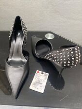 ZARA BLACK POINTED TOE CUT OUT MID HEEL STUD COURT SHOES UK5 - (WORN ONCE)