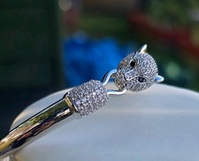 Womens Silver Plated Puma Panther Bangle 60mm Cubic Zirconia