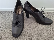 Per Una Marks & Spencer Black Leather High Heeled Brogues Size 5.5