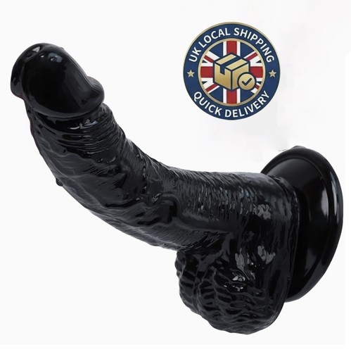 8inch black dildo - black, g-spot