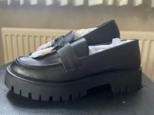 SEQWL chunky tassle loafers in black PU - Size 8 UK