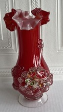 Red glass vase - glass,