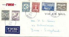 Newfoundland 1948 TWA 30c Airmail Cover from Gander to Berne Switzerland