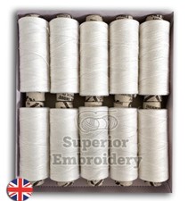 10 x SPOOLS WHITE 100% COTTON