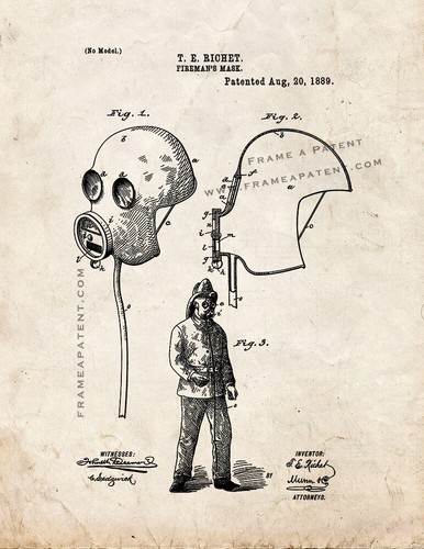 Fireman mask patent print - mask,
