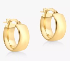 IBB Women's 9 carat Solid Yellow Gold 1.4cm Wide Creole Hoop Earrings A
