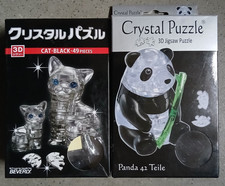 3d 'Crystal' Puzzles, Cat (complete) and Panda (missing bamboo). See description