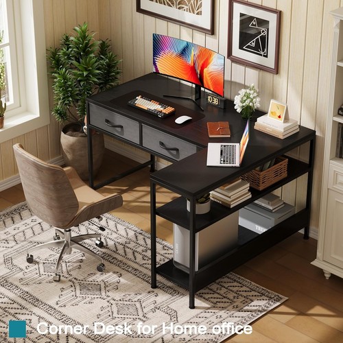 Shaped computer desk with 2 - l,
