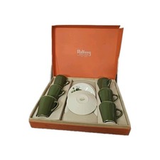 Royal Worcester Palissy Pottery Ceramic Tea Cup and Saucer Set. 6 Set