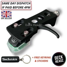 Black Headshell With Genuine Audio Technica AT-VM95E Cartridge & Stylus + GIFTS