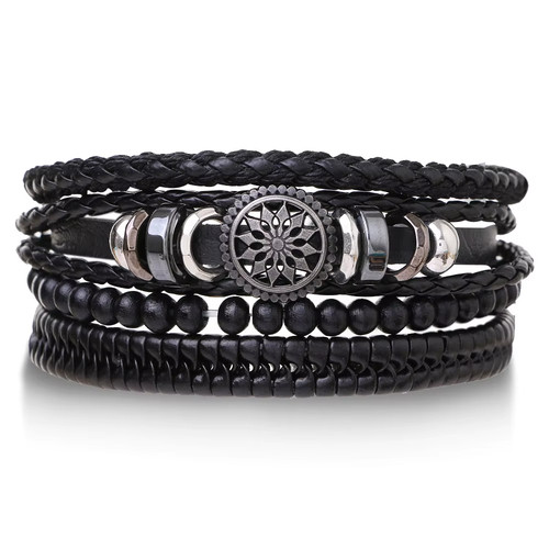 4pcs set braided - set, leather
