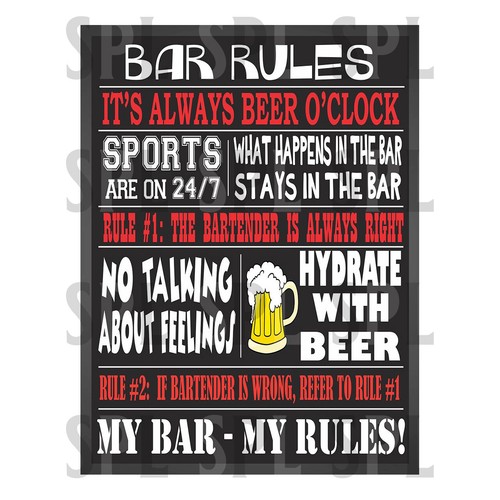 Bar rules retro metal - bar,