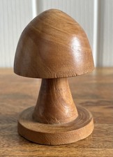 Hand Made Carved Wooden Toadstool Mushroom Figure Rustic Cherry Wood 4”